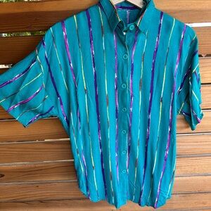 Rad Vintage 90s Button-Down Blouse w Shoulderpads
